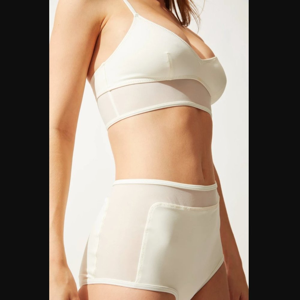 NWT SOLID & STRIPED Ivory High-Waist Bikini Set
